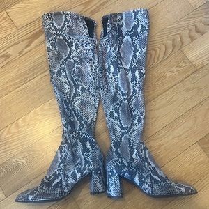 Like new Marc Fisher Over the Knee Boots in Snake Print with 3 inch heel